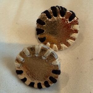 Mercy House Global Handcrafted Gold and Black Round Earrings